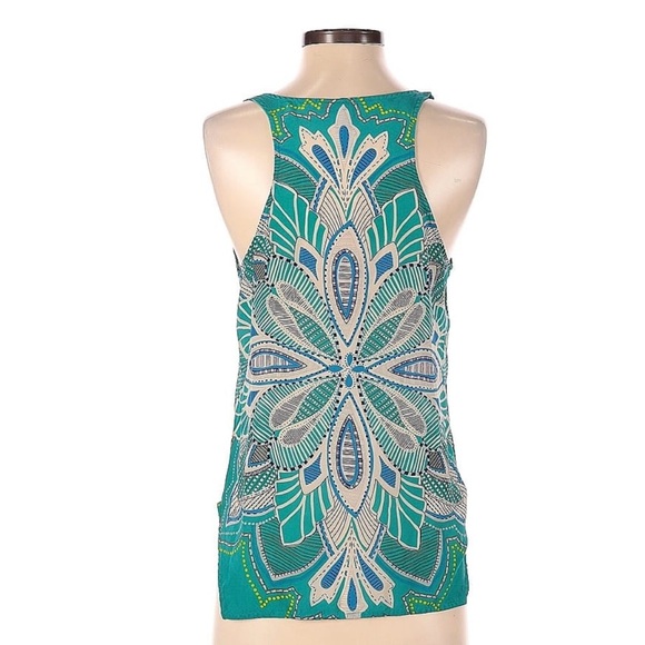 100% Silk Kaleidoscope Print Racerback Top by Tt Collection - Picture 2 of 10